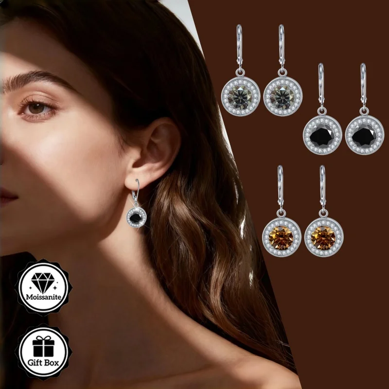 

LAMVOICE jewelry for women/earrings with 4 carat moissanite Hypoallergenic hook earring christmas gift for high quality jewelry
