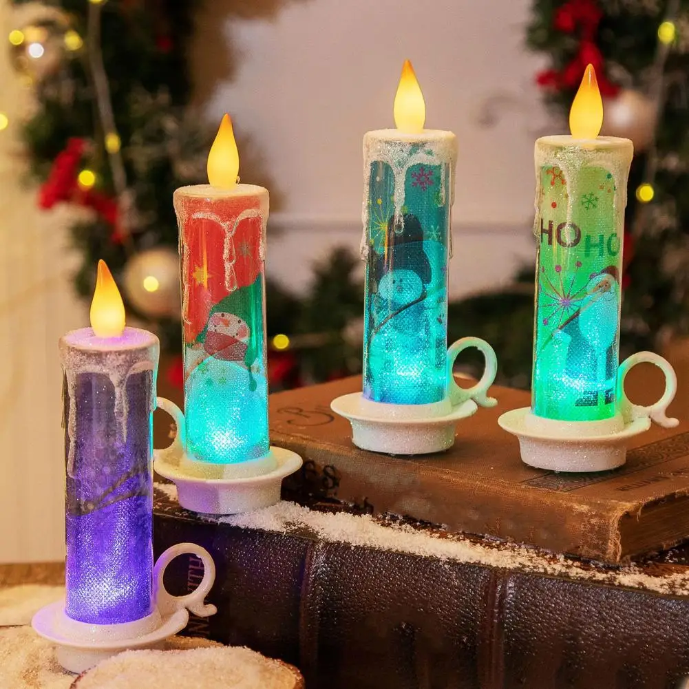 Christmas Led Candle Lights Decorations with Cute Patterns decoración hogar