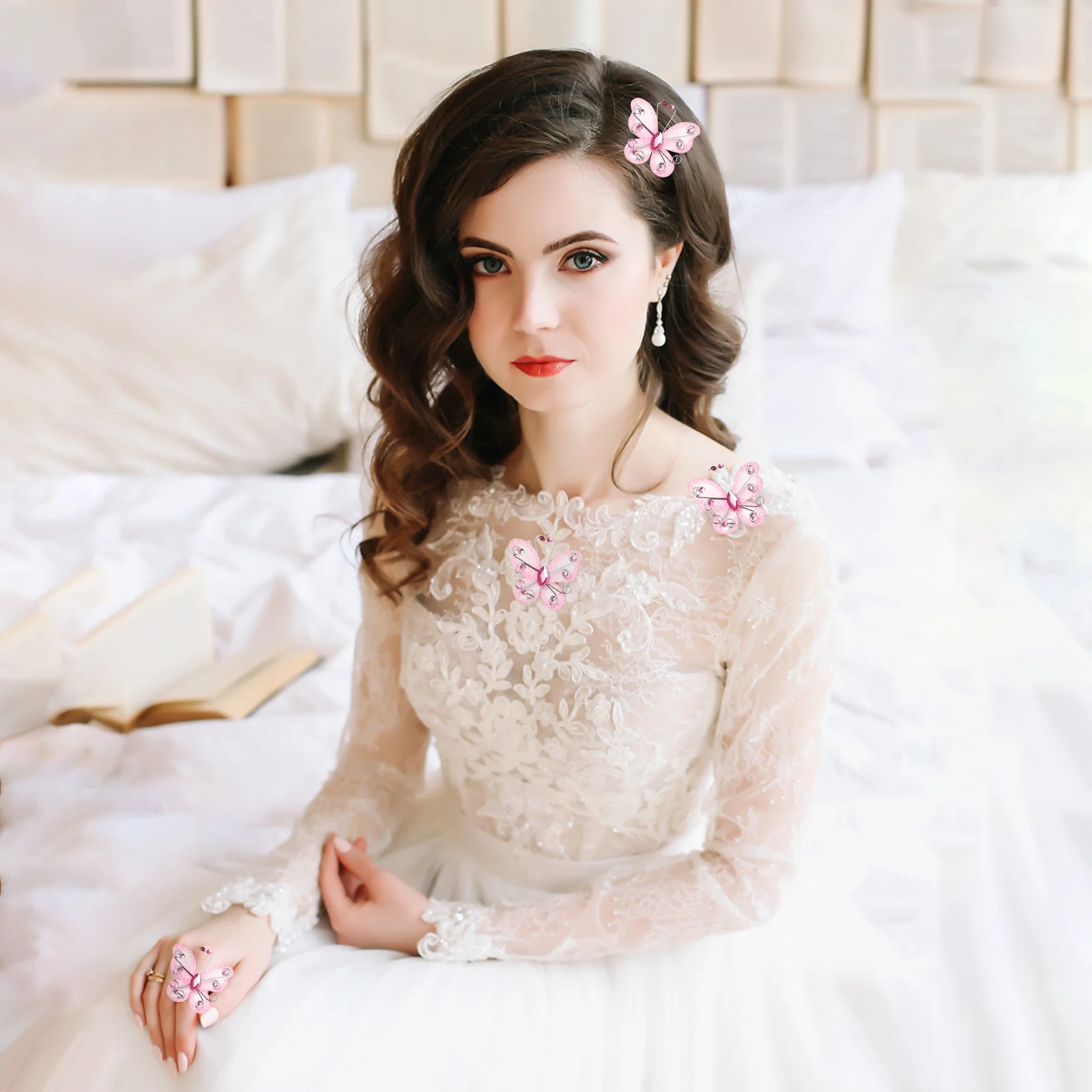 

36Pcs Lightweight Organza Butterfly Decorations with Rhinestones for Wedding Home Party Craft Butterflies Decor