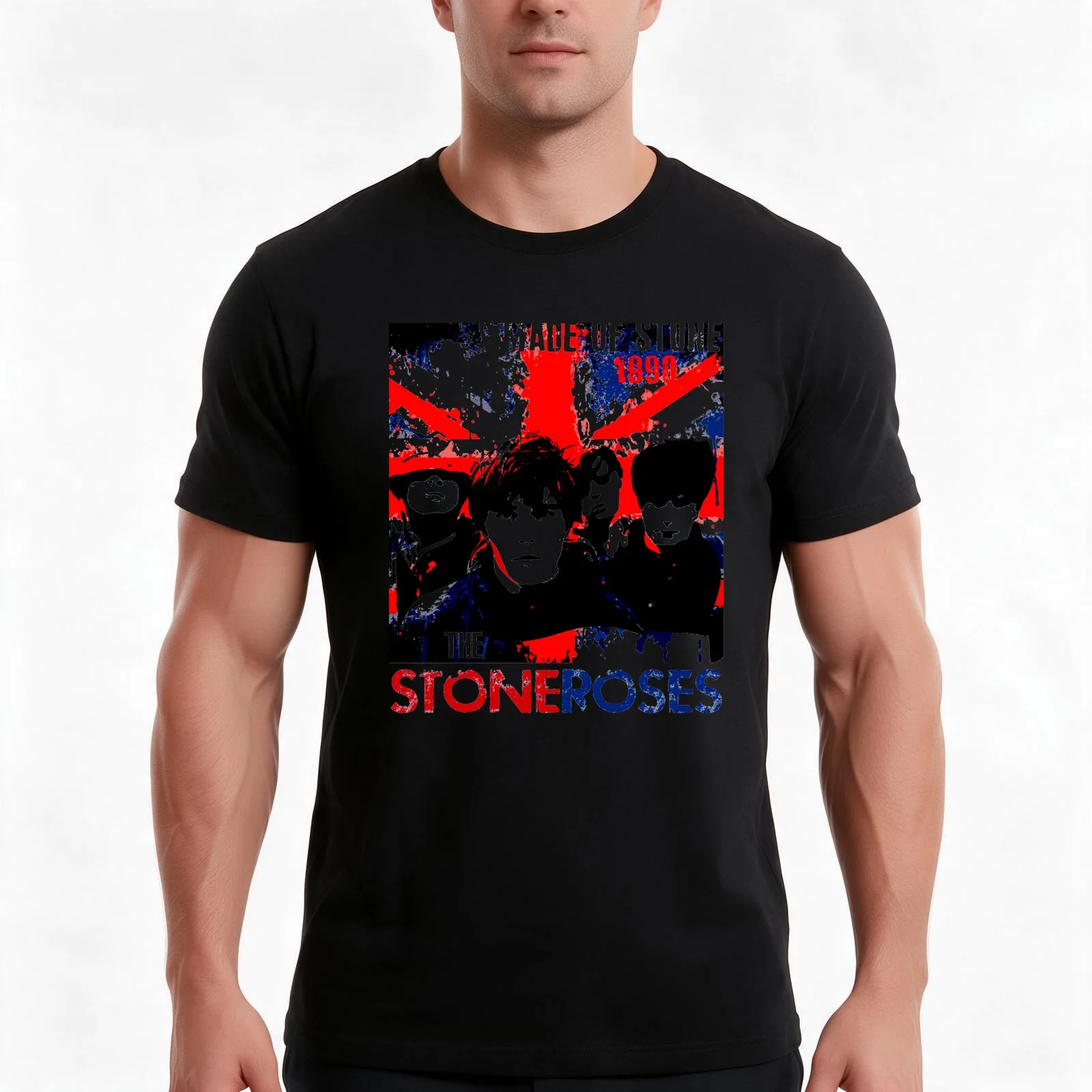 britain pop T-Shirt, Summer Casual Cotton Tee, Oversized Streetwear Tops, Vintage Graphic Print, Loose Fit Short Sleeve