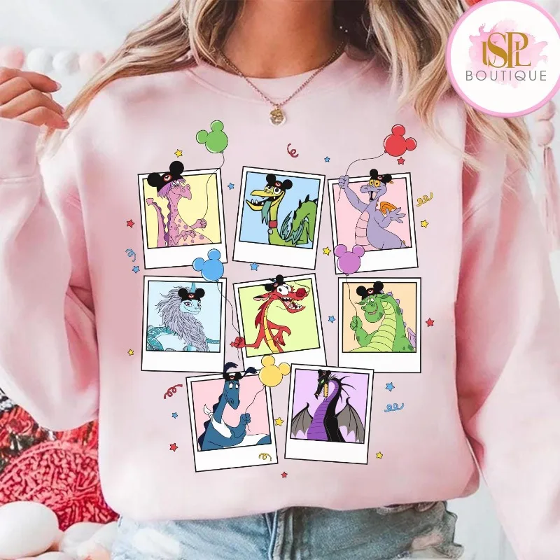 قميص بالون عيد ميلاد شخصيات تنين ديزني، قميص بالون حفلة ديزني إليوت مدام ميم موشو مالفيسنت #4