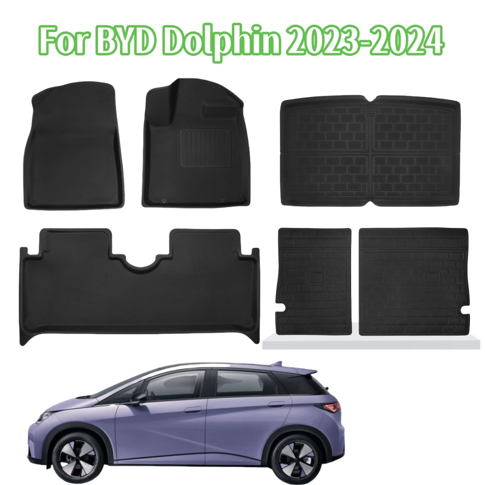 For BYD Dolphin 2024 2023 Floor Mats Trunk Mats Cargo Liner Mat Right Hand Drive 3D XPE Floor Carpets