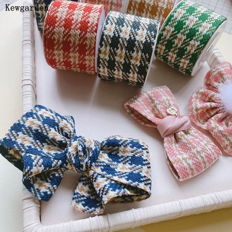 

Kewgarden 1.5" 38mm Houndstooth Winter Woolen Cloth Ribbon DIY Make Bowknots Hair Accessories Handmade Carfts Sewing 10 Yards