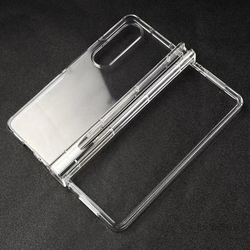 Phone Case For Samsung Galaxy Z Fold 3 4 5 6 5G With Pen Slot For S Pen Fold Edition Hinge Clear Plastic Cover