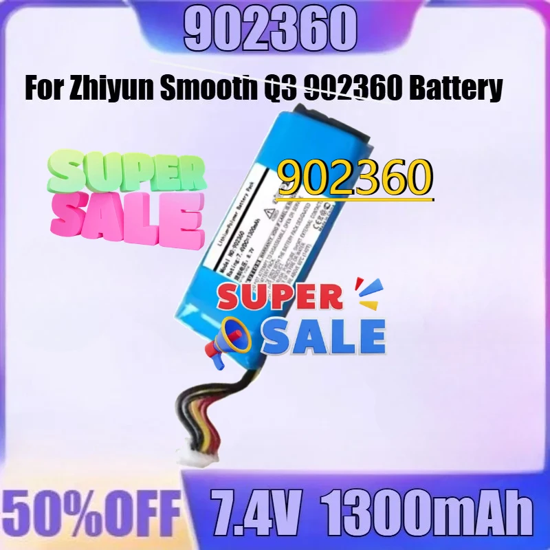 

For Zhiyun Smooth Q3 7.4V 902360 Battery 7.4V 1300mAh Handheld Gimbal Battery New High Quality 902360 Battery