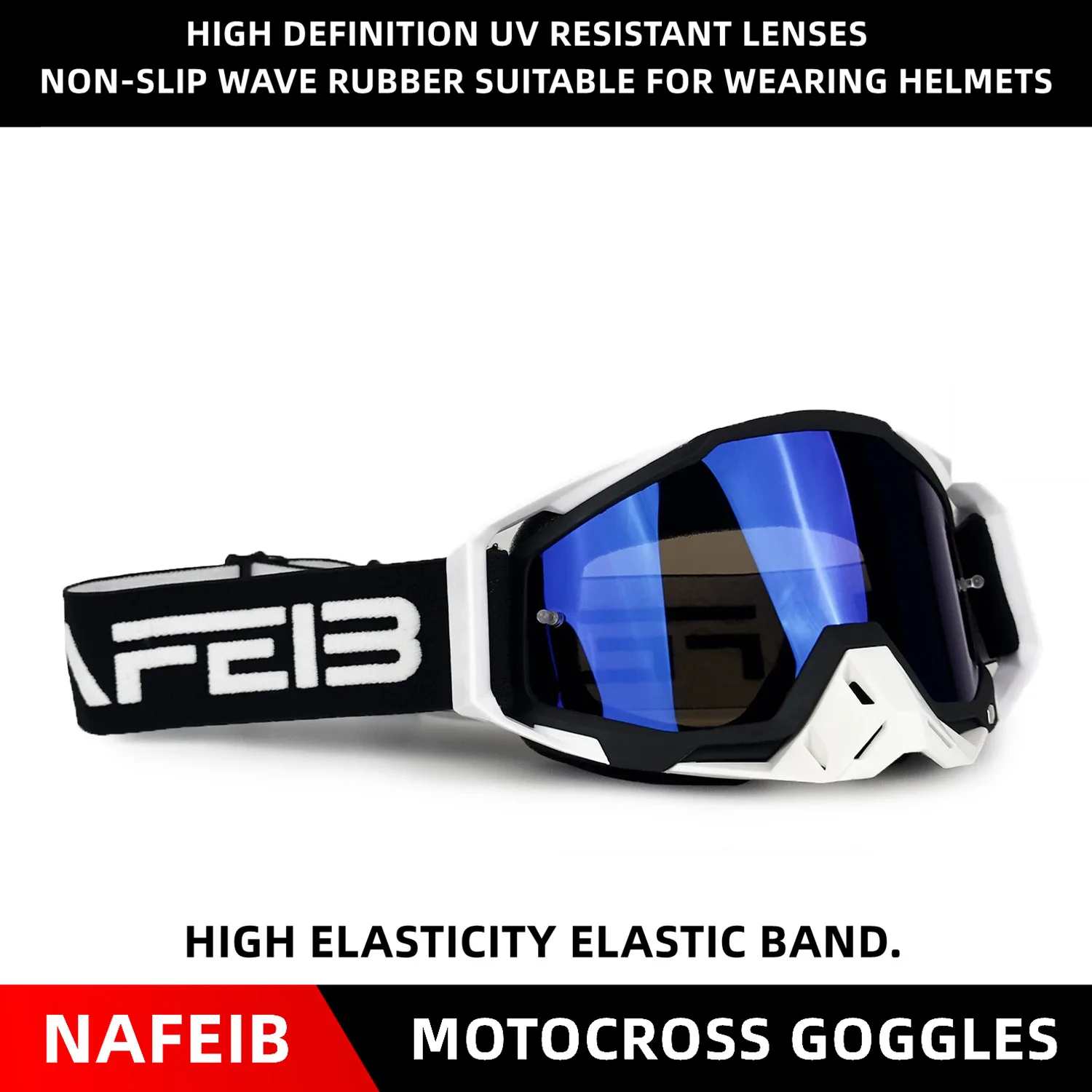 Off‑Road Enduro Helmet Goggles, Dust‑Shield Anti‑Fog Motocross Dirtbike Motorcycle UV‑Protection Riding Eyewear