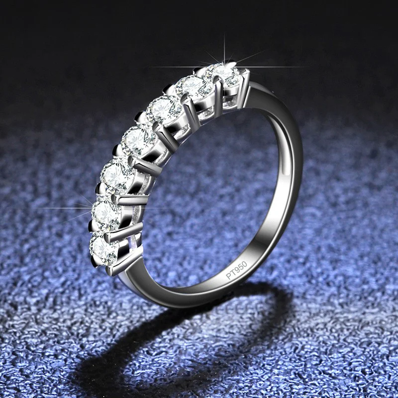 Lumira Classic Four-Prong Openwork Crown Platinum PT950 Engagement Ring with High-End Seven-Star 0.7 Carat Moissanite Setting