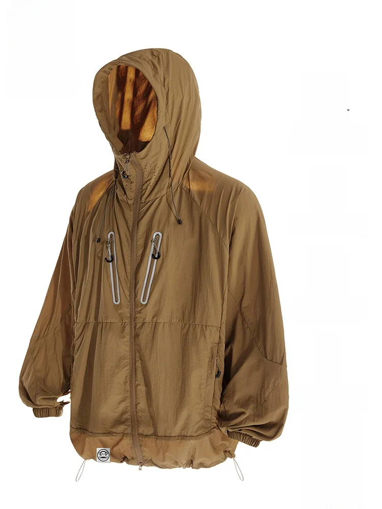 

Мужская летняя легкая дышащая одежда PaulFrank Ice Silk для защиты от солнца на открытом воздухе, с охлаждающим эффектом, модный дизайн с капюшоном