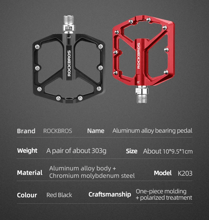 ROCKBROS Bike Pedale Aluminium Legierung Anti-slip Fahrrad Pedale Ultraleicht Versiegelt Lager einteiliges MTB Road Berg Radfahren pedal – Detail 3