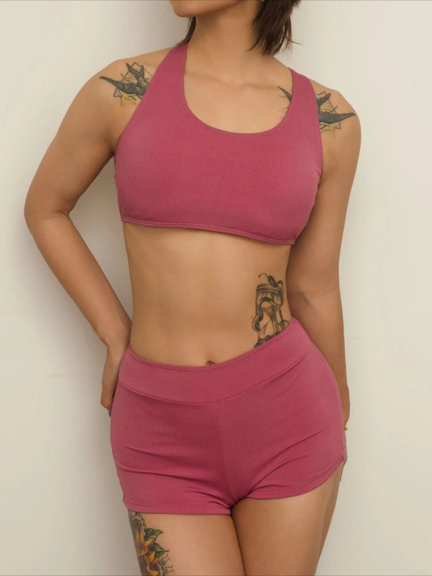 

Комплект бикини для женщин, однотонный купальник с высокой талией, комплект из 2 предметов, U-образный вырез, открытая спина, пляжный отдых, купальный костюм, новинка 2023 года