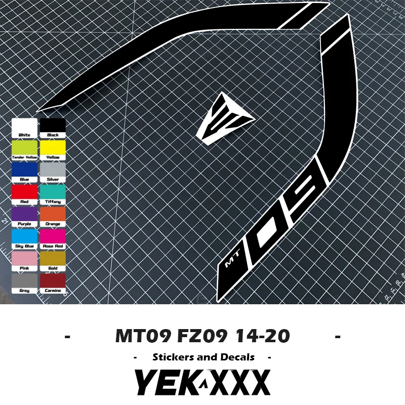 MT-09 FZ-09 14-20 Motorcycle Fuel Tank Curve Hollow Sticker Decal Custom Color For YAMAHA MT09 FZ09 2014-2020 Sticker Decal