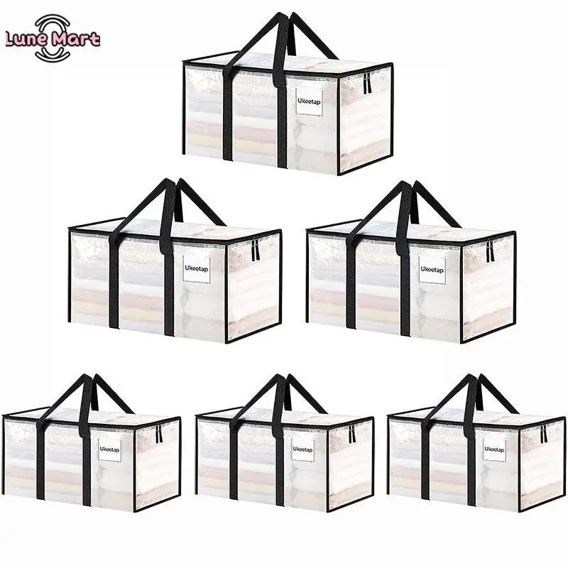 3Pcs Collapsible Storage Bins Large Capacity Clear Plastic Organizer Boxes with Flip-Top Lids Foldable Stackable Clothes Toys Storage Containers Wardrobe Space Saver for Home Closet Organization