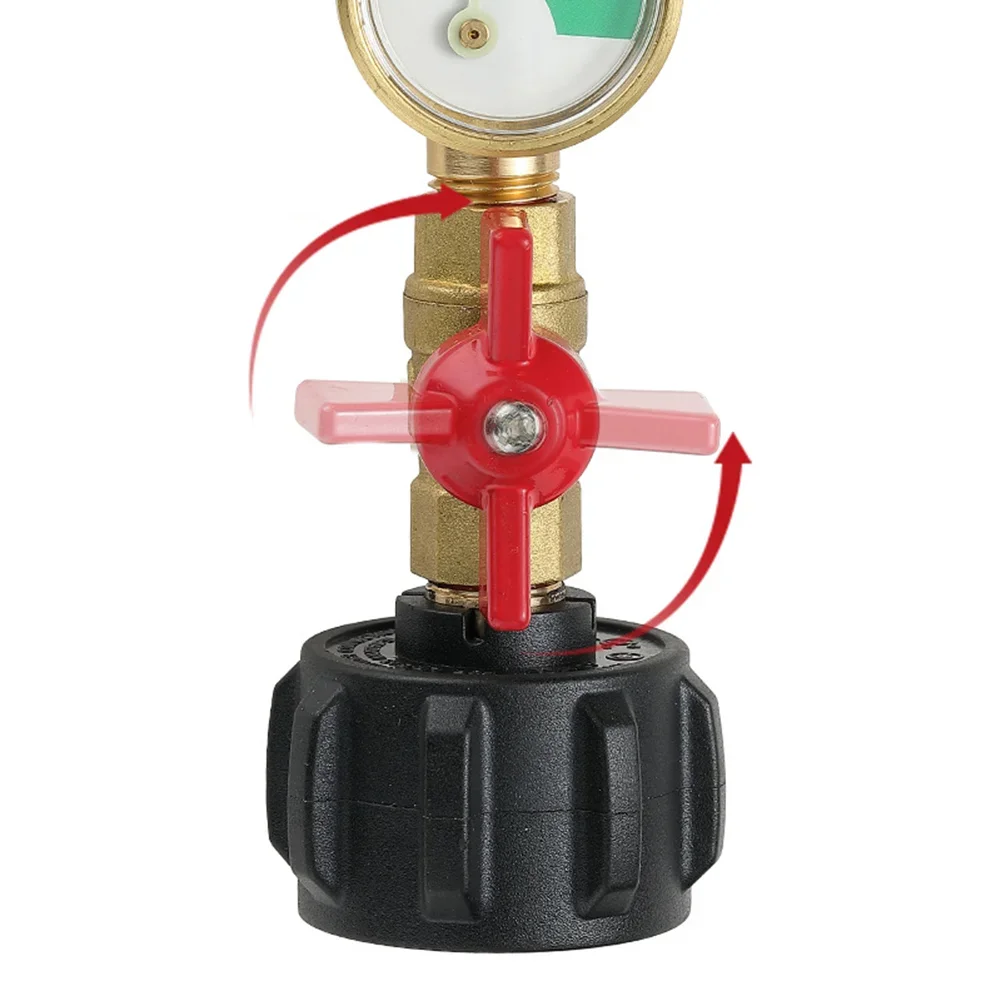 Upgraded Propane Refill Adapter 20lb to 1lb converter, Design with Valve and Gauge, QCC1 Propane Refill Adapter 90-Degree Elbow
