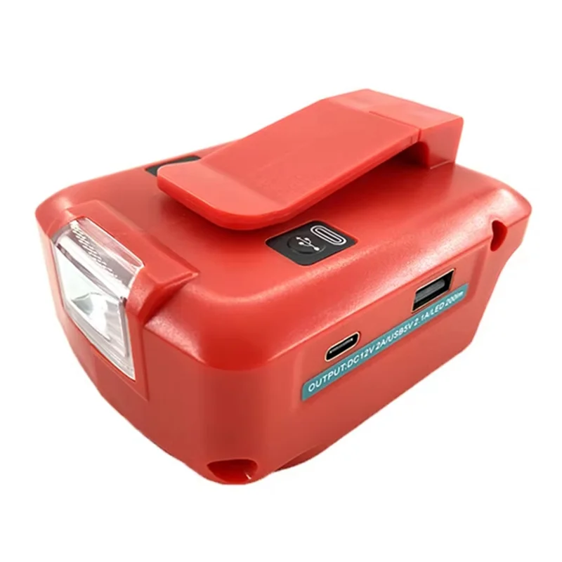 ABMI-For 18V Battery Adapter Tool Battery Converte Withled Work Light 5V USB Type-C Output Port 18650 Battery,