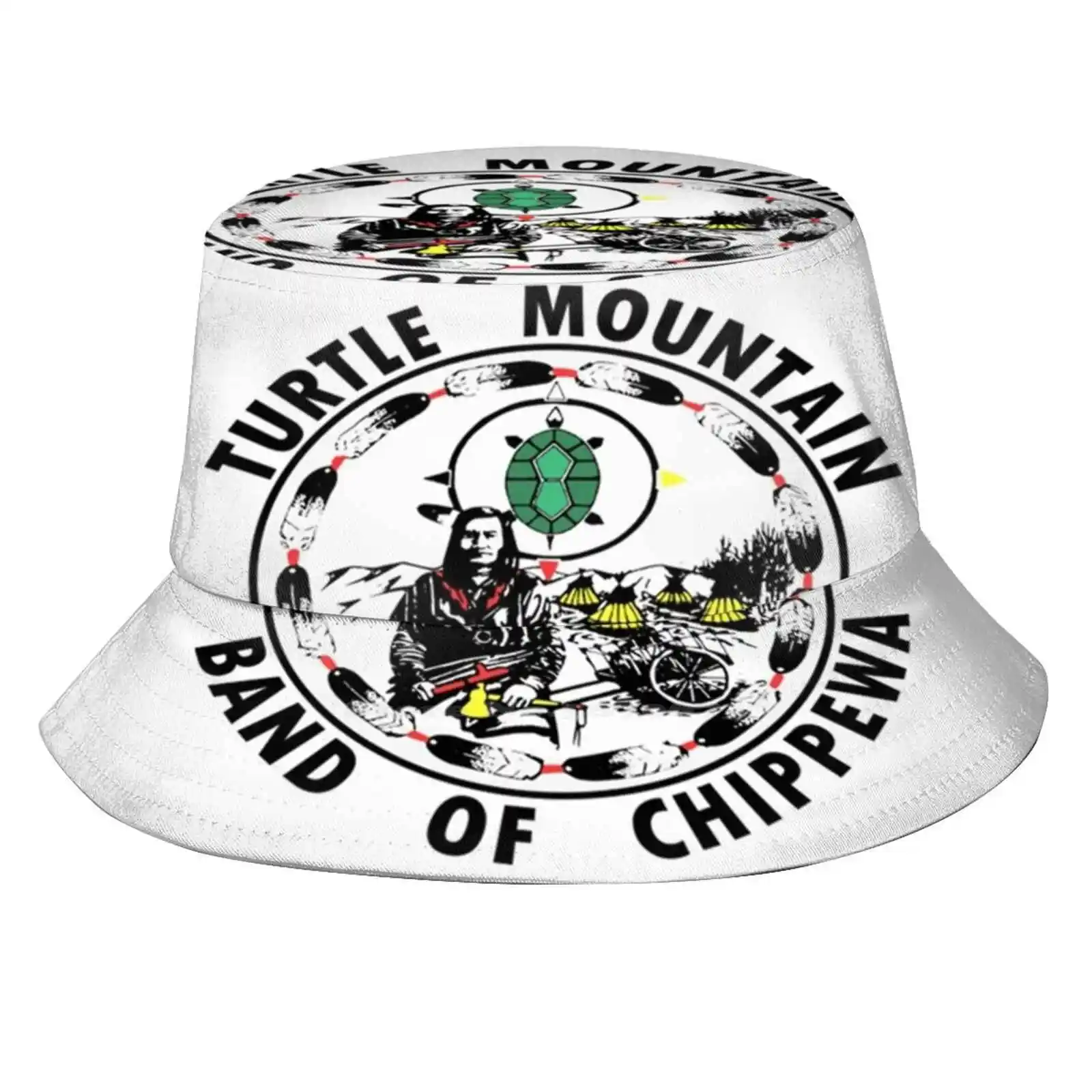 Turtle Mountain Band Of Chippewa Korean Ladies Outdoor Sun Hat Bucket Cap Indians Ojibwe Ottawa Potawa Tomi Turtle Mountain