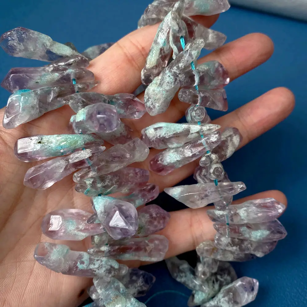 1 Strands Natural Amethyst Rough Freeform Top-Drilled Point Stick Bead Strand 16