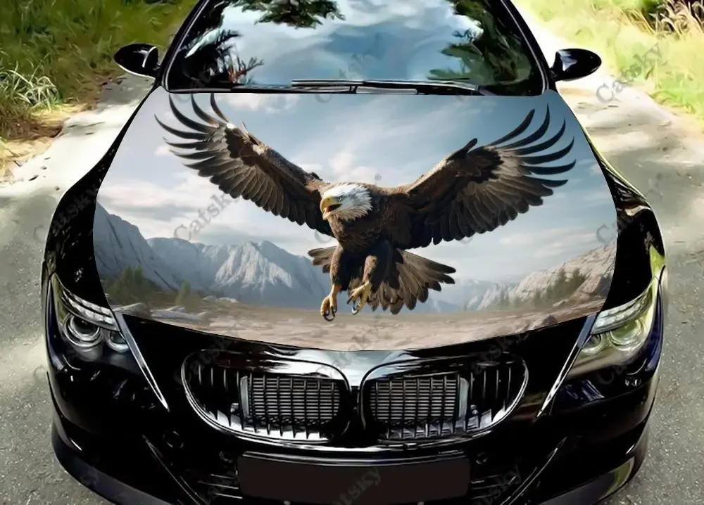 

Bald Eagle Soaring in The Sky Car Hood Decal Truck Vinyl Sticker Graphic Wrap Stickers Trucks Auto Accessories Bonnet Vinyls