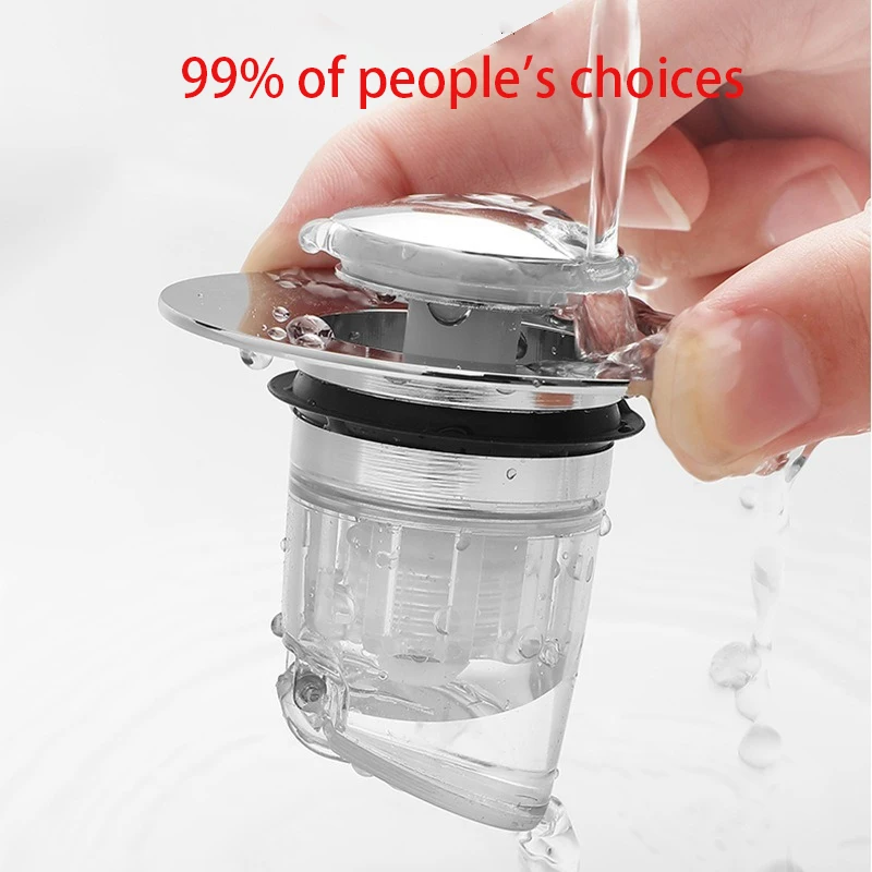 Universal Washbasin Press Type Drainage Filter Washbasin Sink Filter Sewer Kitchen Bathtub Plug ShowerPlug Bathroom Tool image 6