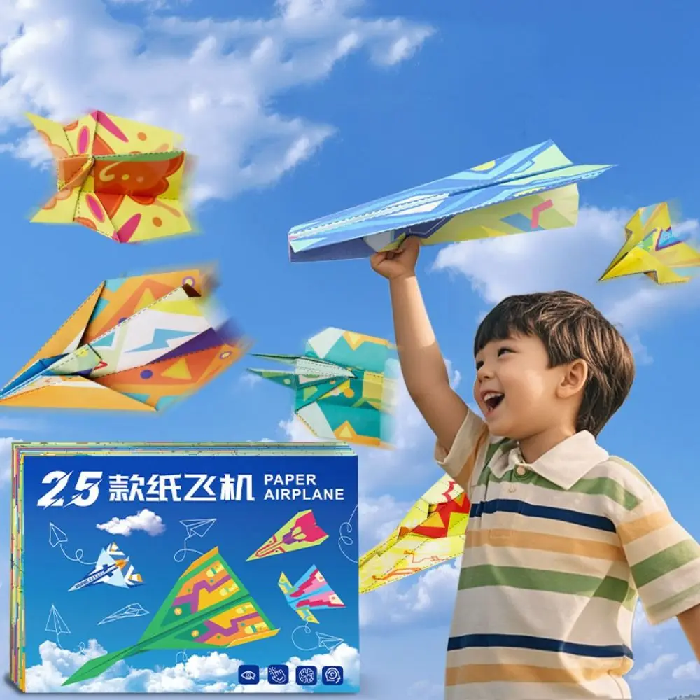 Papier handgemaakt gekleurd papier set kunst leren Montessori vliegtuig origami set 3D cartoon veelzijdig papieren vliegtuigen speelgoed