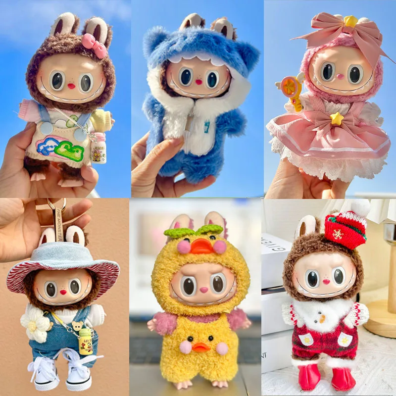 Cute Mini 17cm Plush Doll's Clothes Hot Sale 8 Styles Labubu Idol Doll Hoodie Jumpsuit Clothing Accessories for Korea Kpop Exo