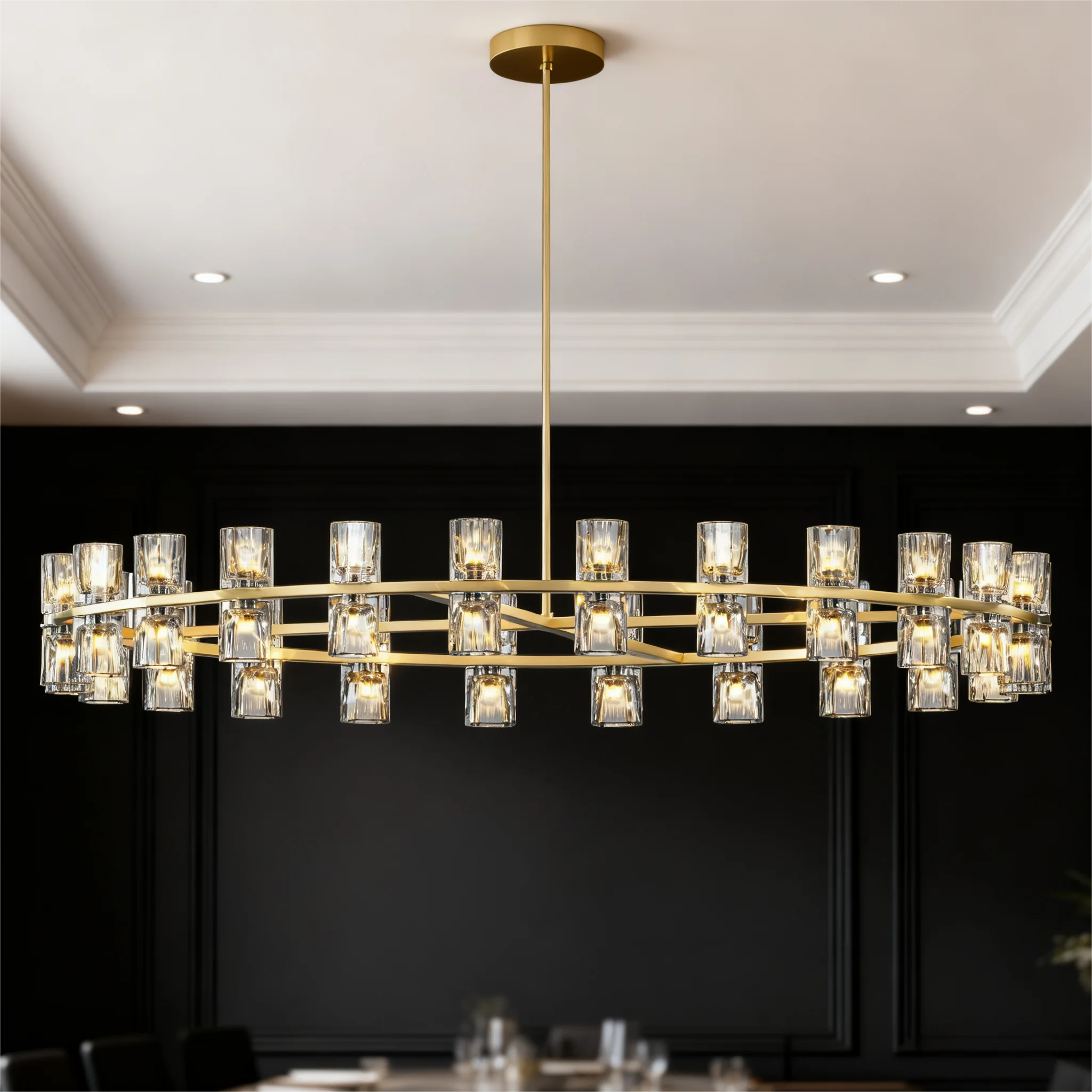 

Luxury Wagon Wheel Chandelier Modern 48 Inch Gold Round Chandelier Light Fixture, for Dining Room, Living Room Chandelier