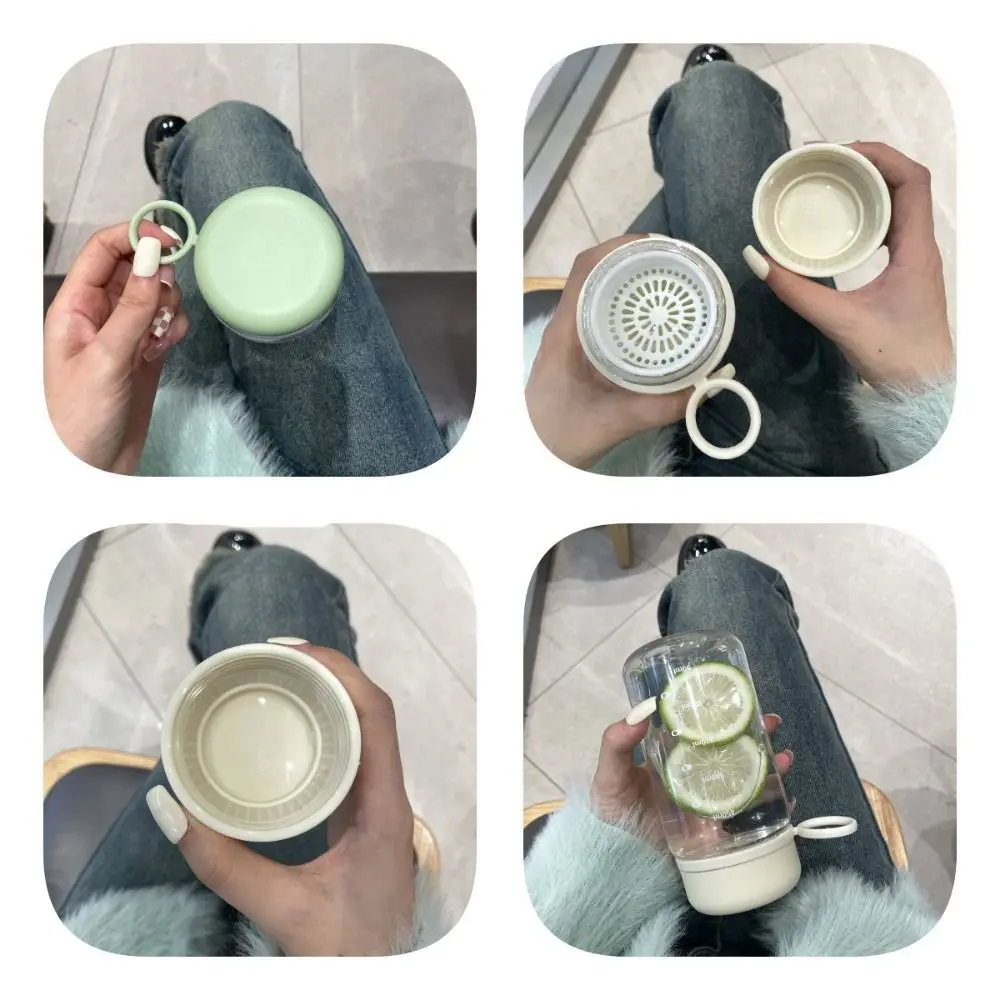 450ml Transparent Plastic Cup Transparent Leakproof Milk Water Bottles Fall Prevention Lifting Rope Drinking Water Bottle
