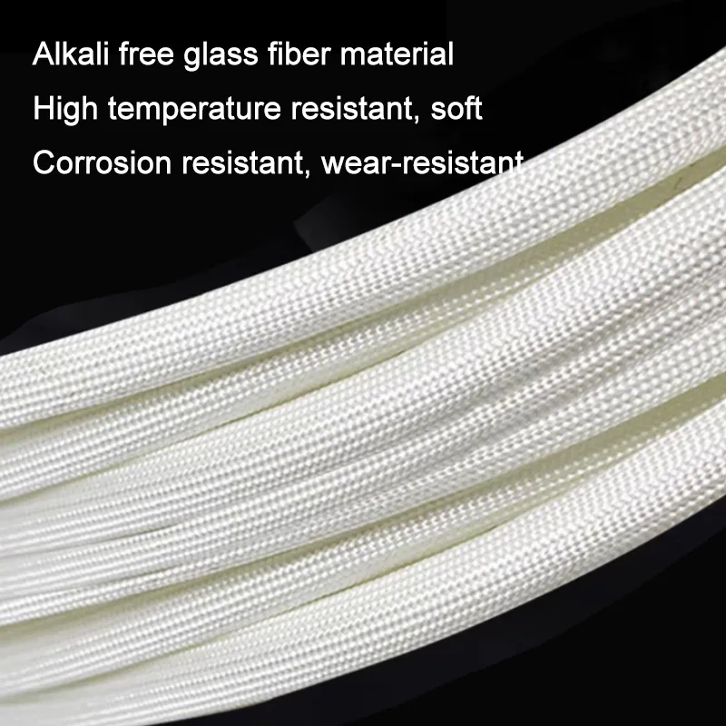 White High Temperature Resistant 600 Deg.C Insulation Sleeve Glass Fiber Flame-retardant Wire Cable Threading Protective Cover