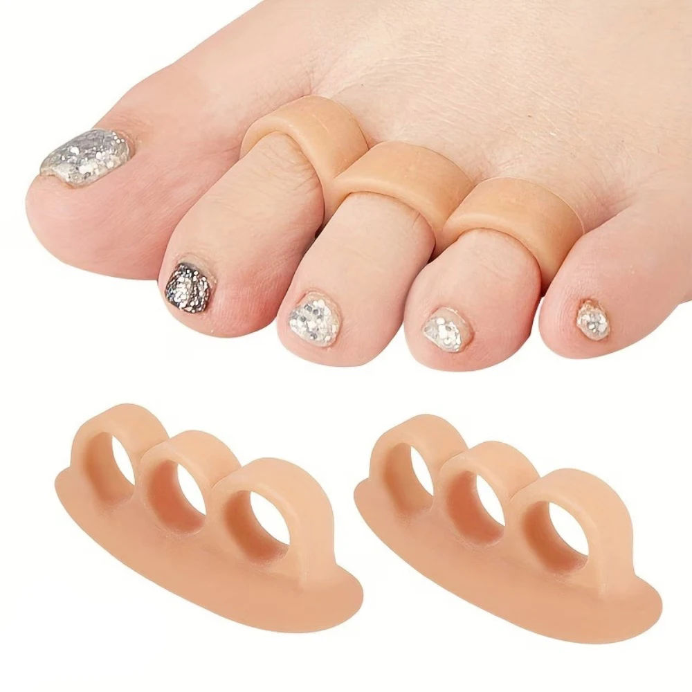 2 Breathable 3-Hole Silicone Toe Separators, Anti-Friction Toe Pads, Silicone Toe Spreaders, Big Foot Protectors, Comfortable Fo