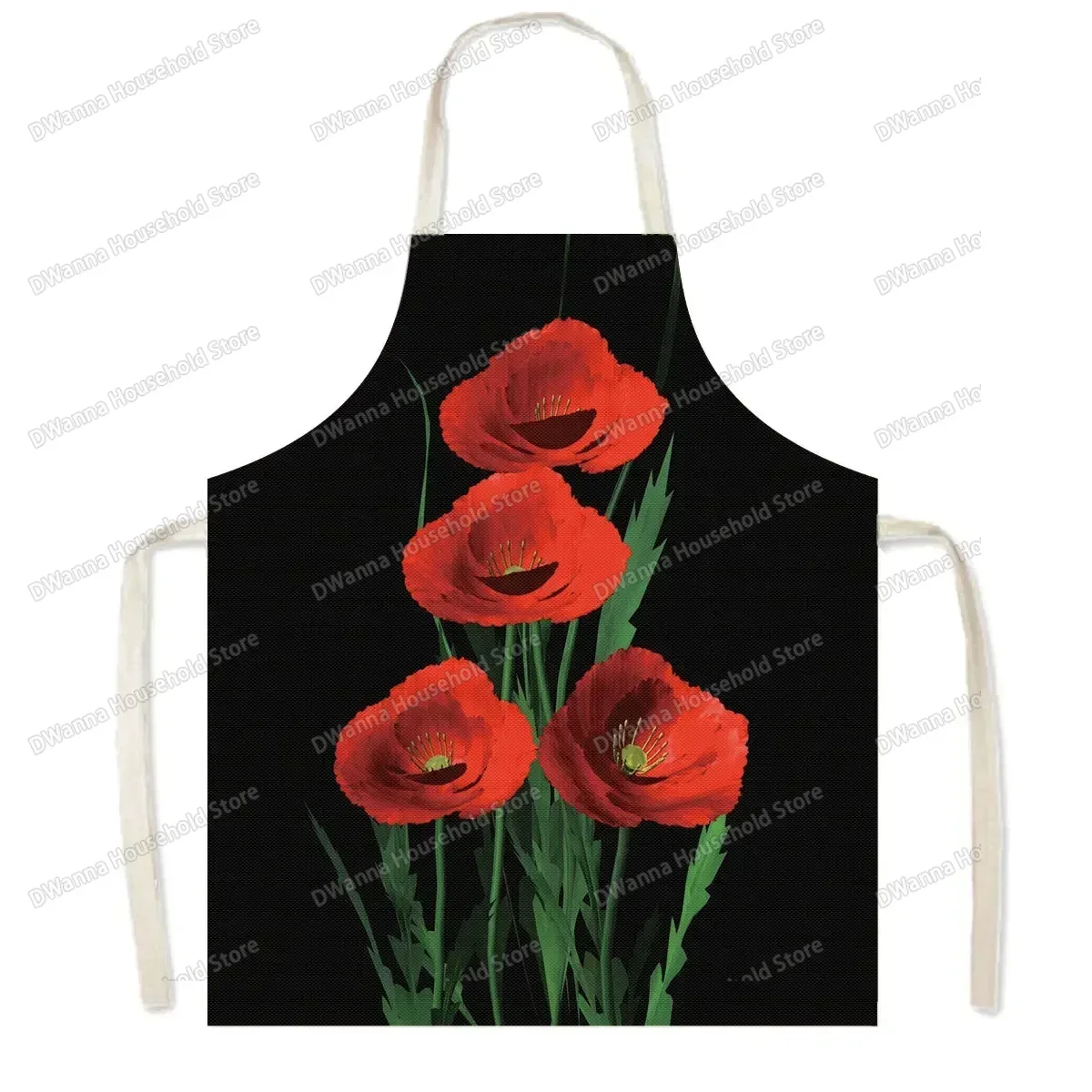 Grembiule da cucina con stampa floreale di papavero per uomo donna vestiti per la pulizia della casa BBQ scamiciato Chef cameriere grembiuli da