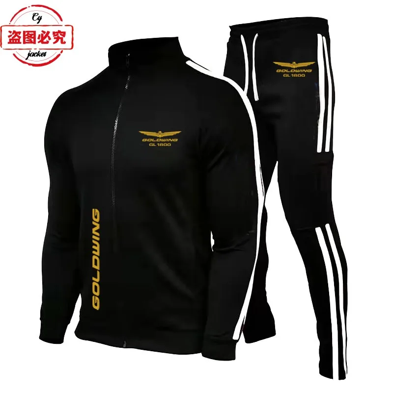 Golden Wing 1800 Motorcycle Logo Printed Racing Cycling Suit Casual Sportswear Men's Spring and Autumn Suit Group Suit