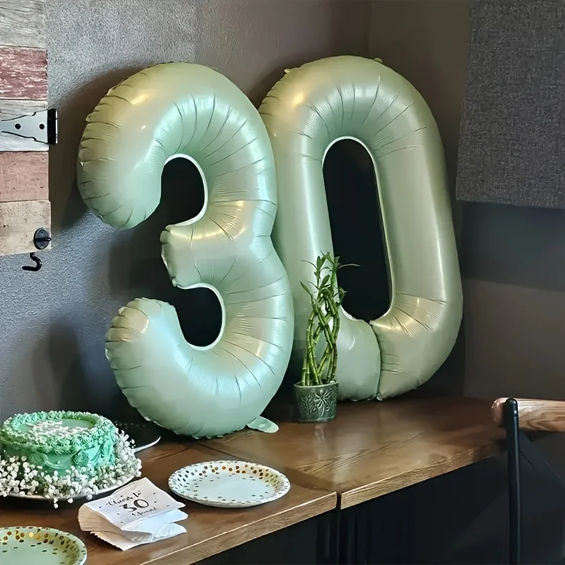 40in Olive Green Aluminum Foil 2pcs Balloon Anniversary Celebration Party Birthday Numbers Graduation Parents Senior Citizen
