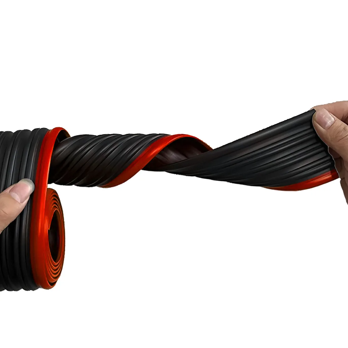 Red Edge Wave Texture Car Body Side Skirt Anti-Collision Strip Guard Protector 4m x 6cm Universal