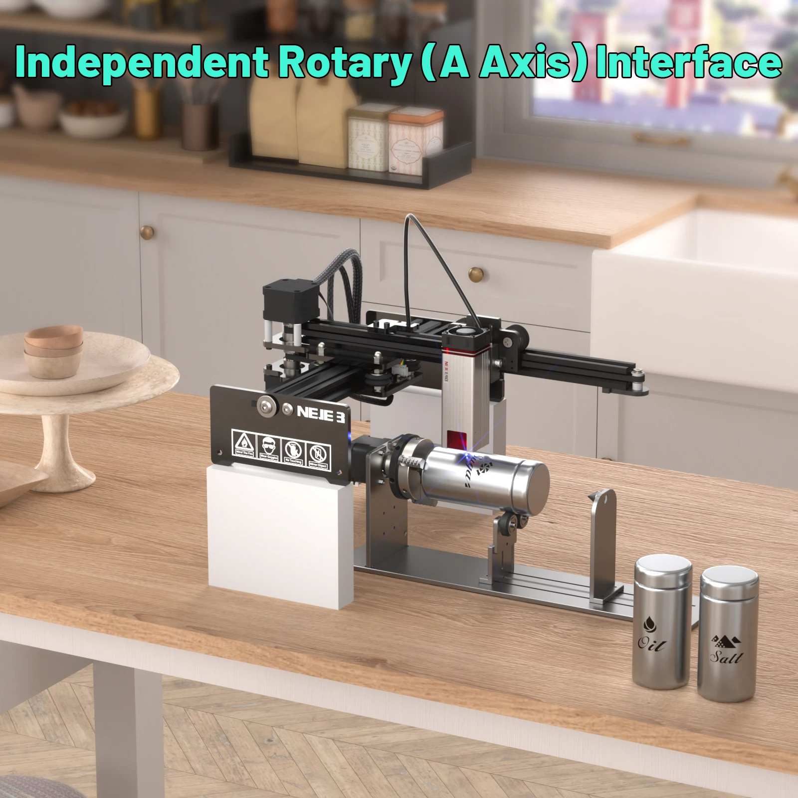Imagem -03 - Neje 40w80w Cortador de Gravador a Laser de Diodo de Escultura em Metal Máquina de Corte de Gravação a Laser Roteador de Madeira 3d Impressora de Marca de Logotipo