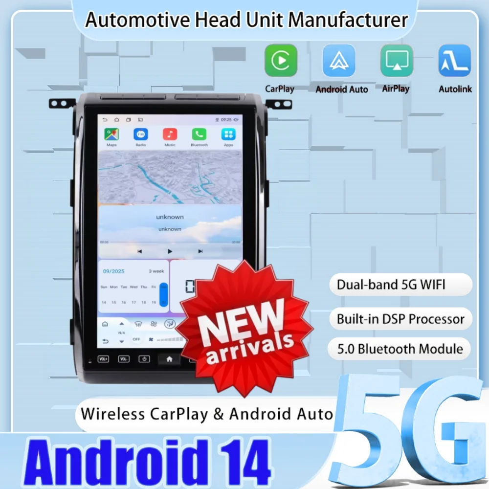 NEW 14.5 Inch Android 14 Car GPS Navigation Multimedia Player Radio For Ford F150 Raptor 2009-2014  Tape Bluetooth 5.0 Head Unit