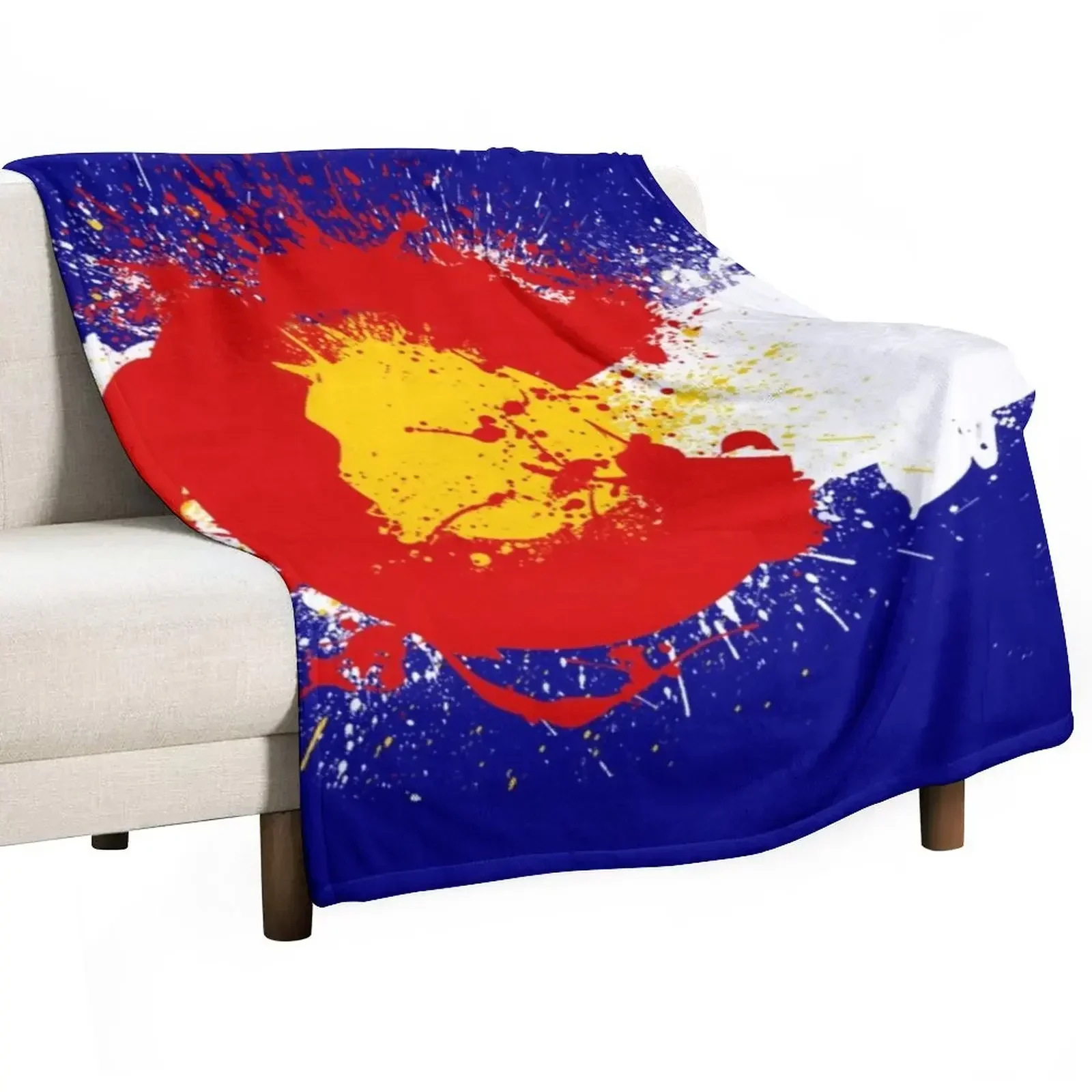 

Colorado Flag Paint Splatter Throw Blanket Moving Quilt Blankets