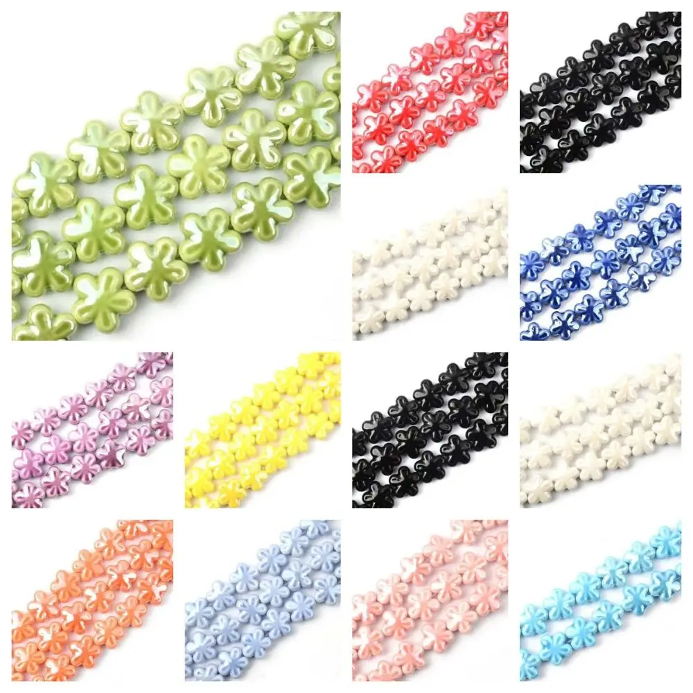 10 قطعة الحرفية اليدوية خمسة بتلات زهرة حبة لون جديد موضة السيراميك فاصل فضفاض الخرز DIY بها بنفسك اكسسوارات قلادة أقراط #5