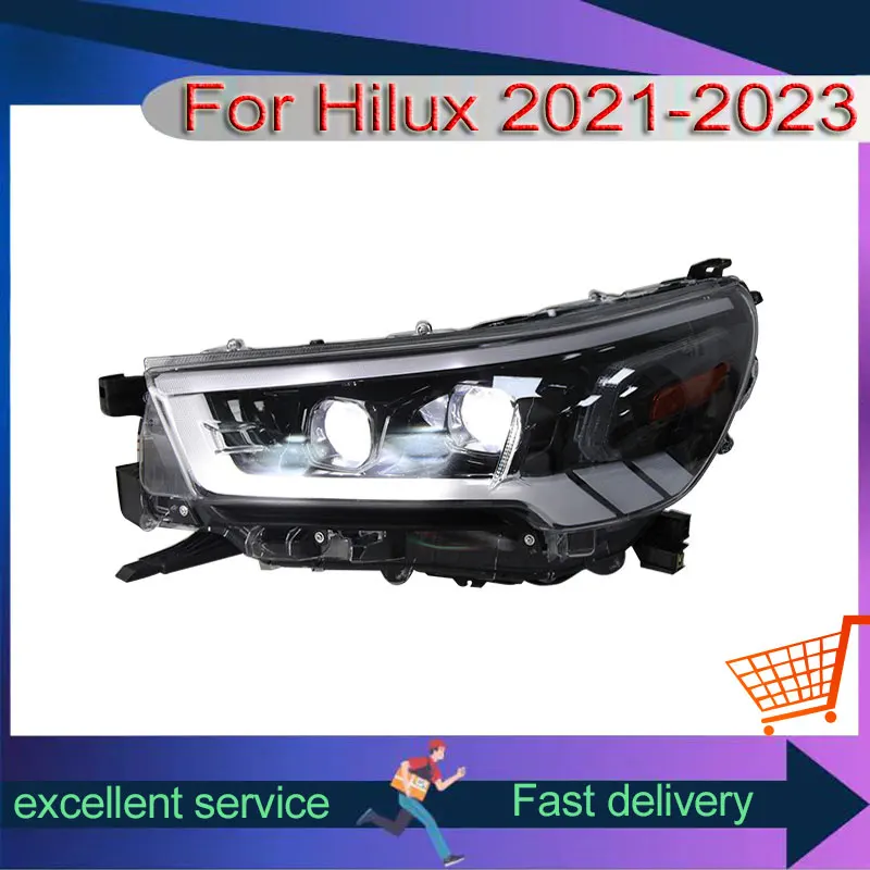 

New Style LED Auto Headlights For Toyota Hilux 2021-2023 Modified Front Lamps High And Low Beams Lens DRL Lights Car Accessories