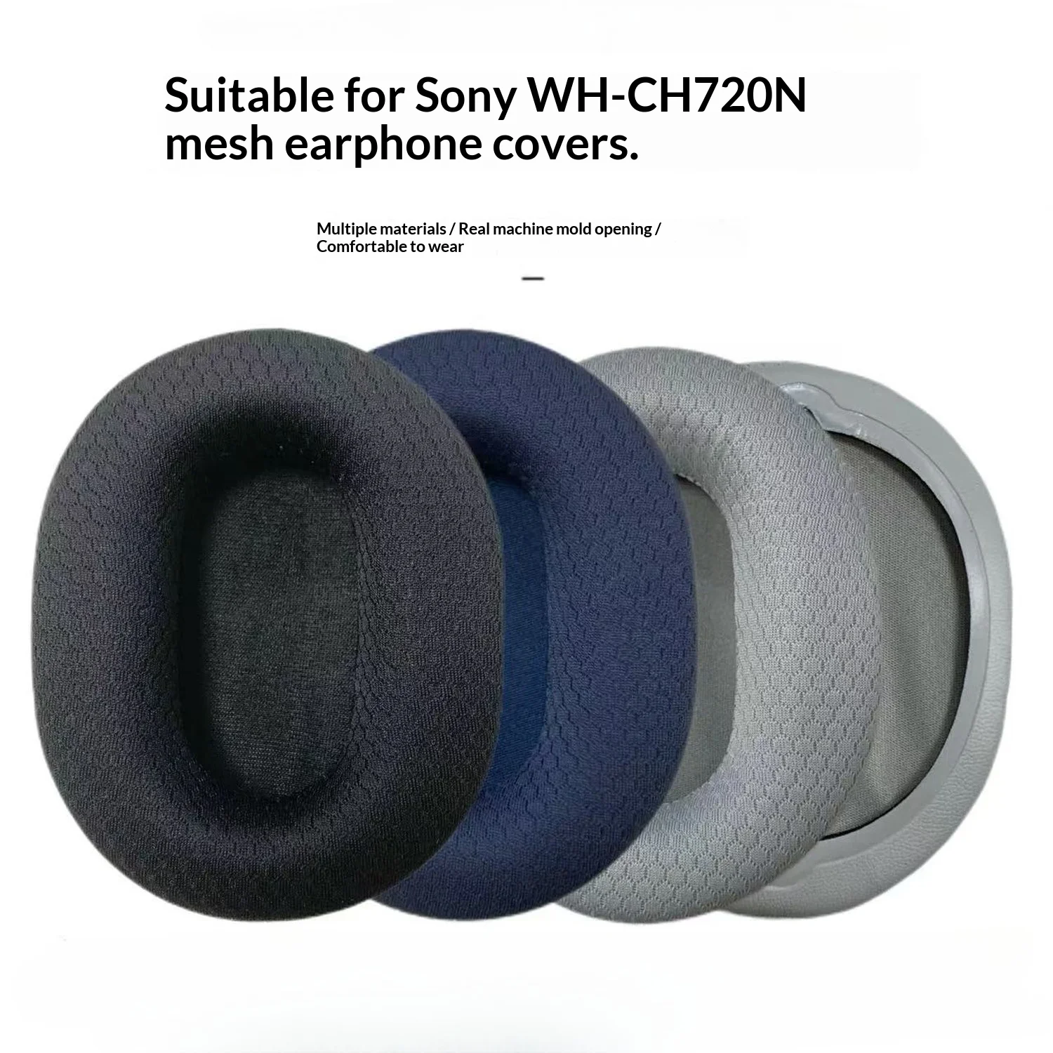 Gel Ear Pads for Sony WH-CH720N Sheepskin Leather Sponge Mesh Protein Leather Earmuffs Cushions Clip On Headband