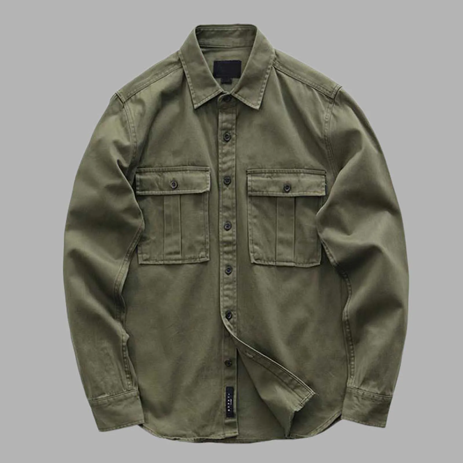 Mens Button Up Long Sleeve Men'S Casual Work Shirt Long Sleeve Retro Heavyweight Fabric Thick Wear Undershirts Ropa De Hombre