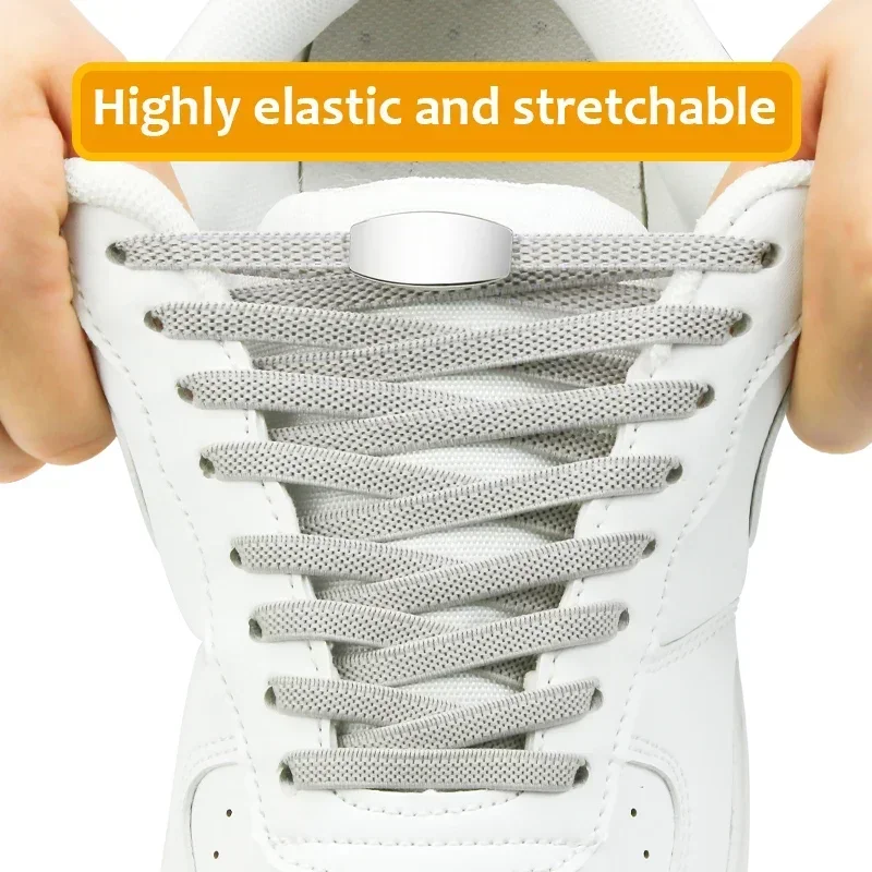 Third Version Metal Lock Shoelaces Elastic No Tie Shoe Laces For Sneakers Quick Lazy Shoelace One Size Fits All Adult & Kids image 4