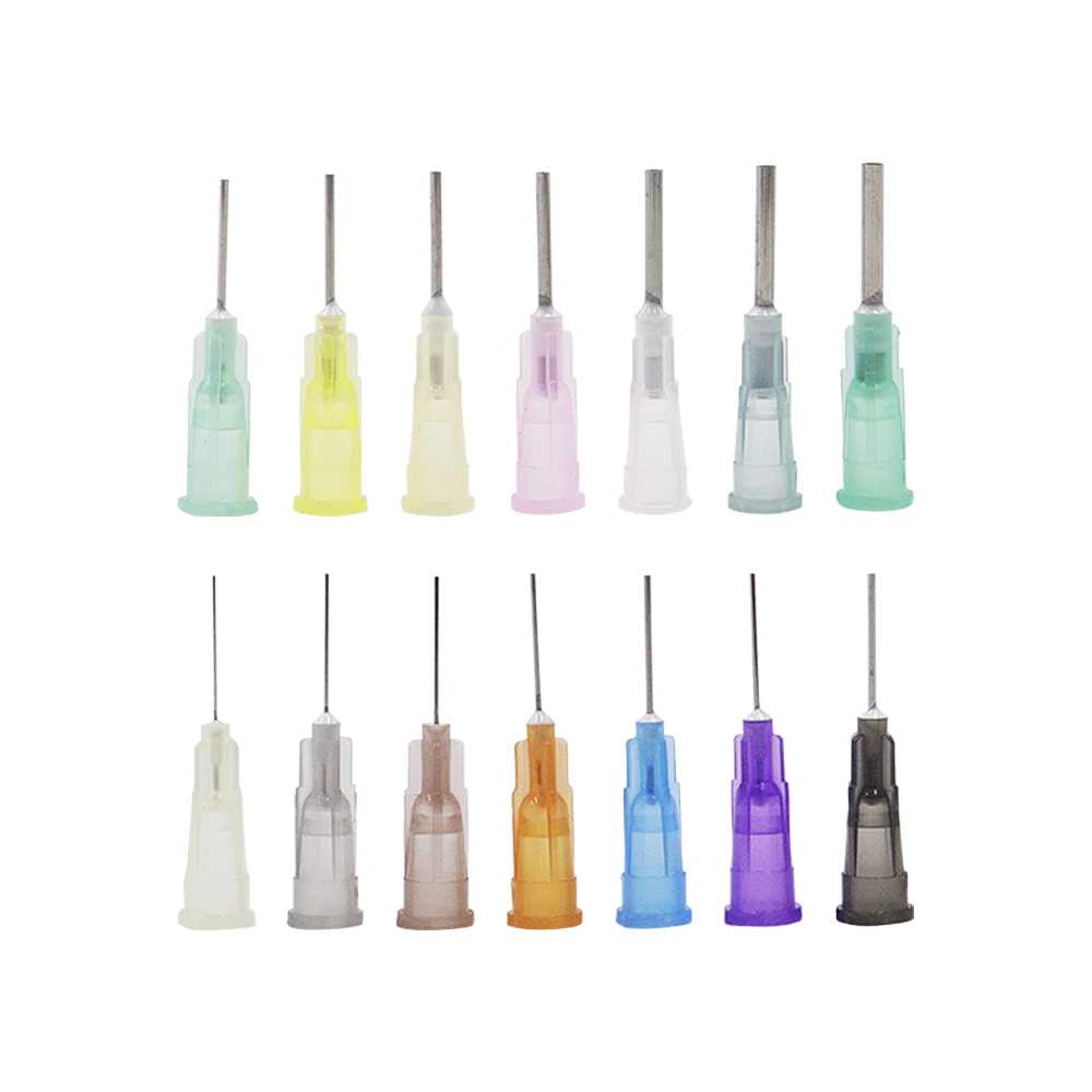 Agulha Dispensadora de Cola 100 Peças 13 mm 0.5 Tamanhos Adequada para Todas as Colas Pasta de Solda Líquida Adesivos Agulha Dispensadora