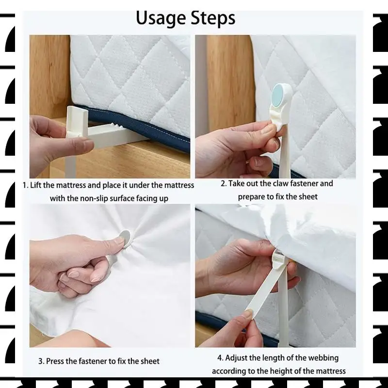 

A44U Sheet Locks, Sheet Corner Locks To Keep Sheets Tight, Sheet Organizer Mattress Sheet Holder Straps