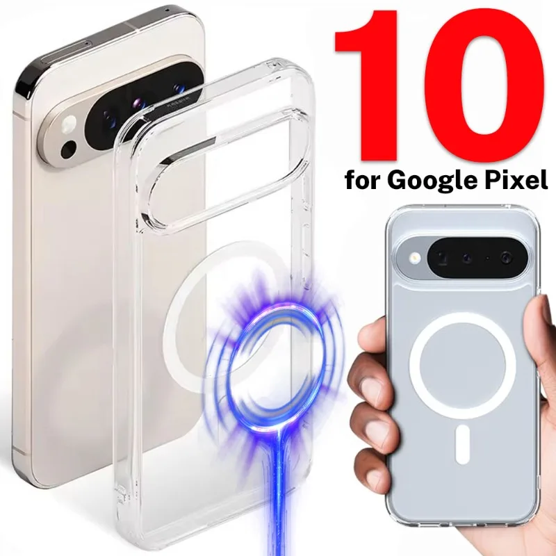 Прозрачный магнитный чехол для Google Pixel 10 Pro XL, тонкий противоударный защитный чехол с кристаллами для Pixel 10 Pro XL, чехол для ПК