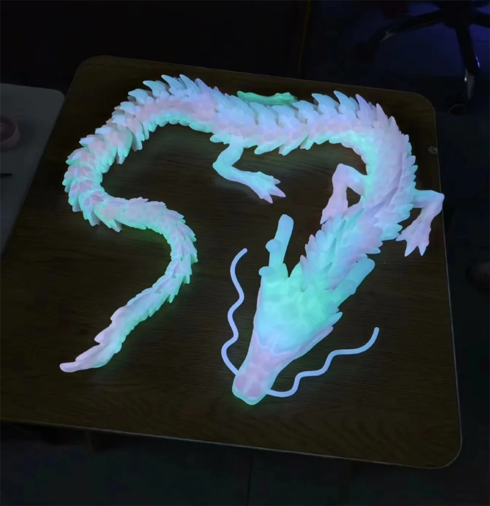 Luminous 3D Printed Dragon Figures Decor Toy Multi-Jointed Movable Articulated Dragon Toy for Home Car Tabletop Ornament