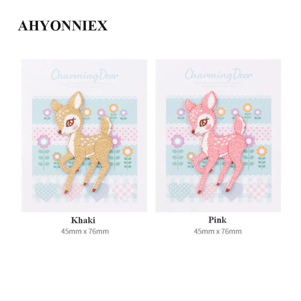 AHYONNIEX Cartoon Sika Deer haftowane łatka na odzież aplikacja do szycia śliczne klej naklejki odznaka DIY akcesoria