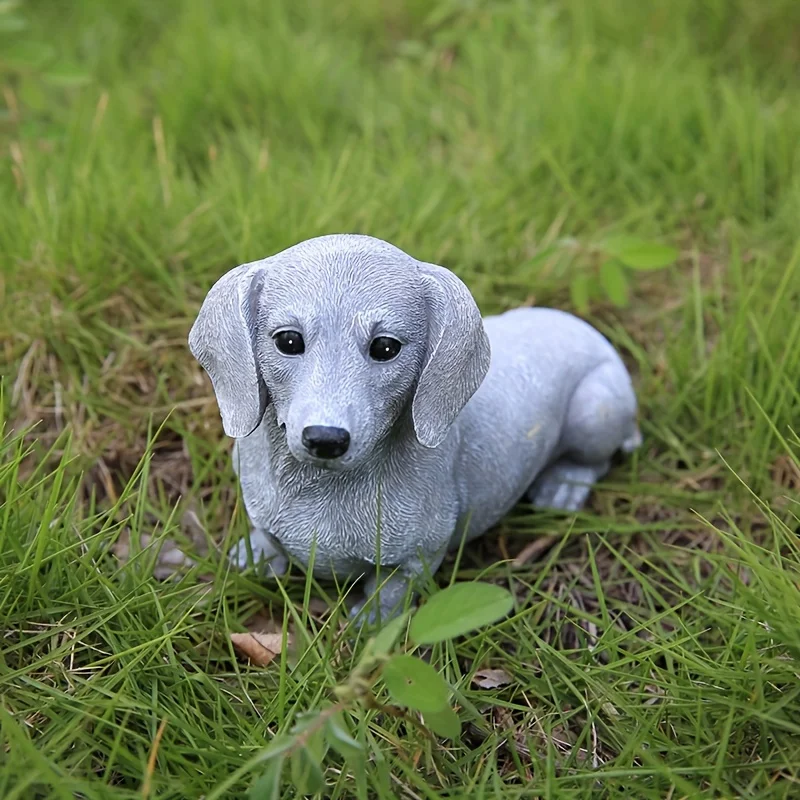 

Lifelike Dachshund Garden Statue Weather-Resistant Resin Dog for Outdoor Decor, Art , Easy No-Power Install