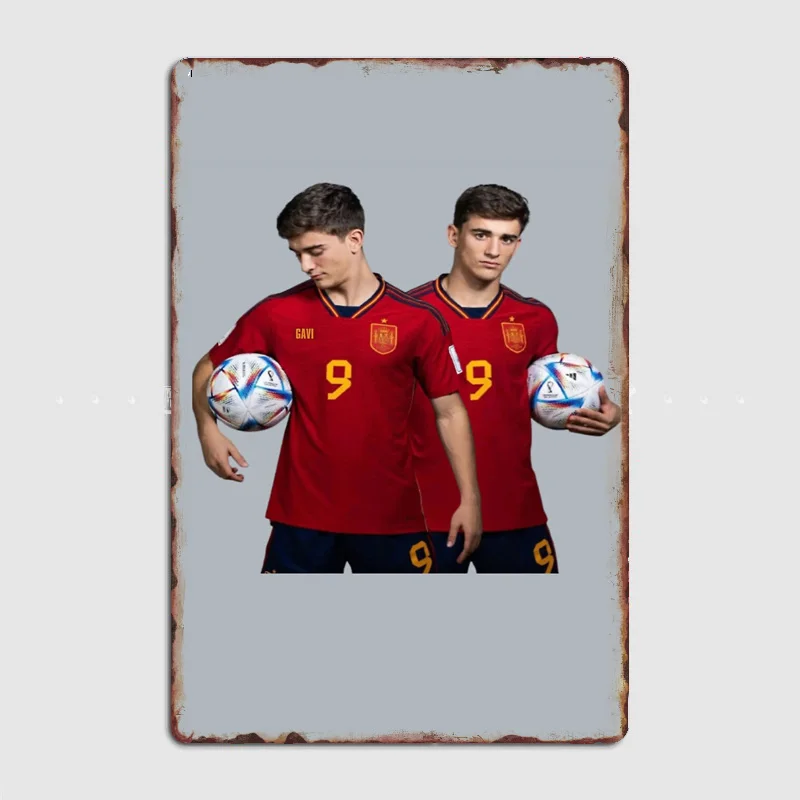 Pablo Martín Páez Gavira Football Player Metal Poster Sign Wall Club Mural Vintage Wall Art Tin Sign Room Decoration Home Decor