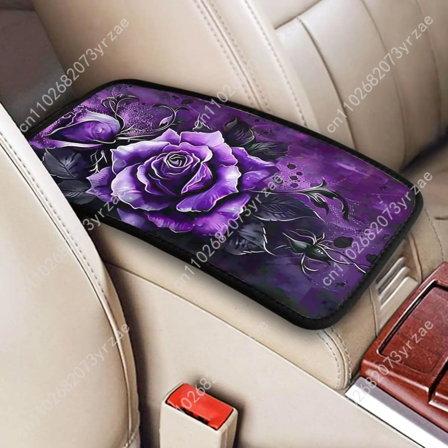 

Purple Rose Universal Car Armrest Cushion High Quality Non-Slip Car Armrest Cover Elastic Straps Car Interior Accessories