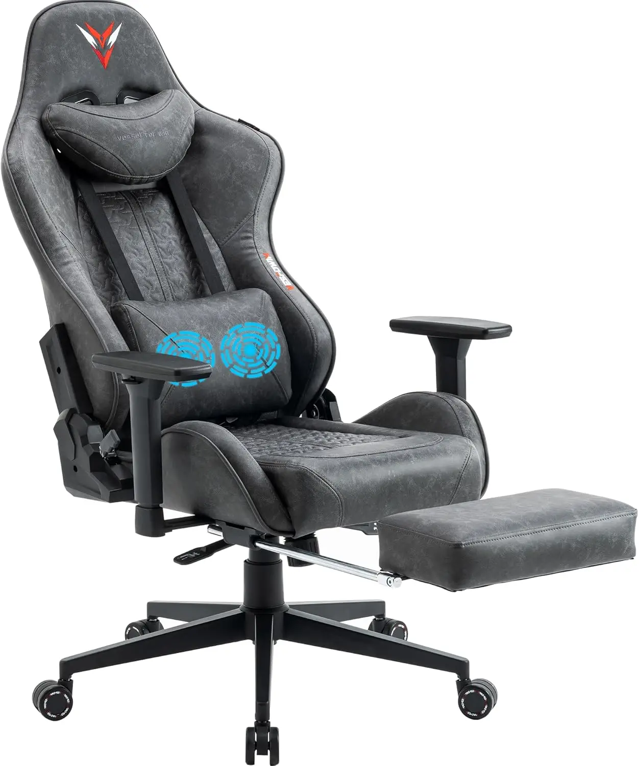 

Gaming Chair for Adults 350LBS, Wide Seat Computer Chair with Footrest and Massage Lumbar Support, Reclining Gaming Chairs PU Le