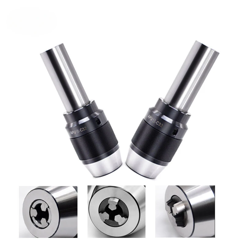 NEW C32apu Straight shank cutter shank c32 apu13 apu16 one-piece self-tightening drill chuck milling machine tool holder spindle